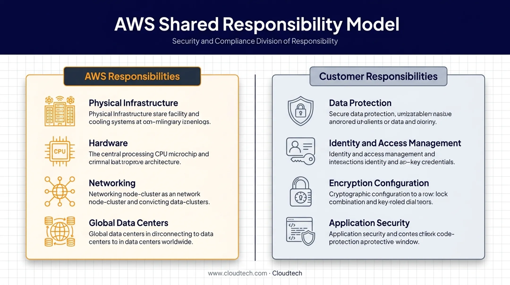 AWS shared responsibility model showing security duties split diagram