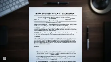 HIPAA Business Associate Agreement document signing between healthcare vendor and medical practice