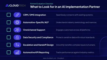 Six-criteria evaluation checklist for selecting automotive conversational AI implementation partner