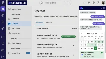 AI chatbot lead qualification and appointment scheduling workflow in CRM dashboard