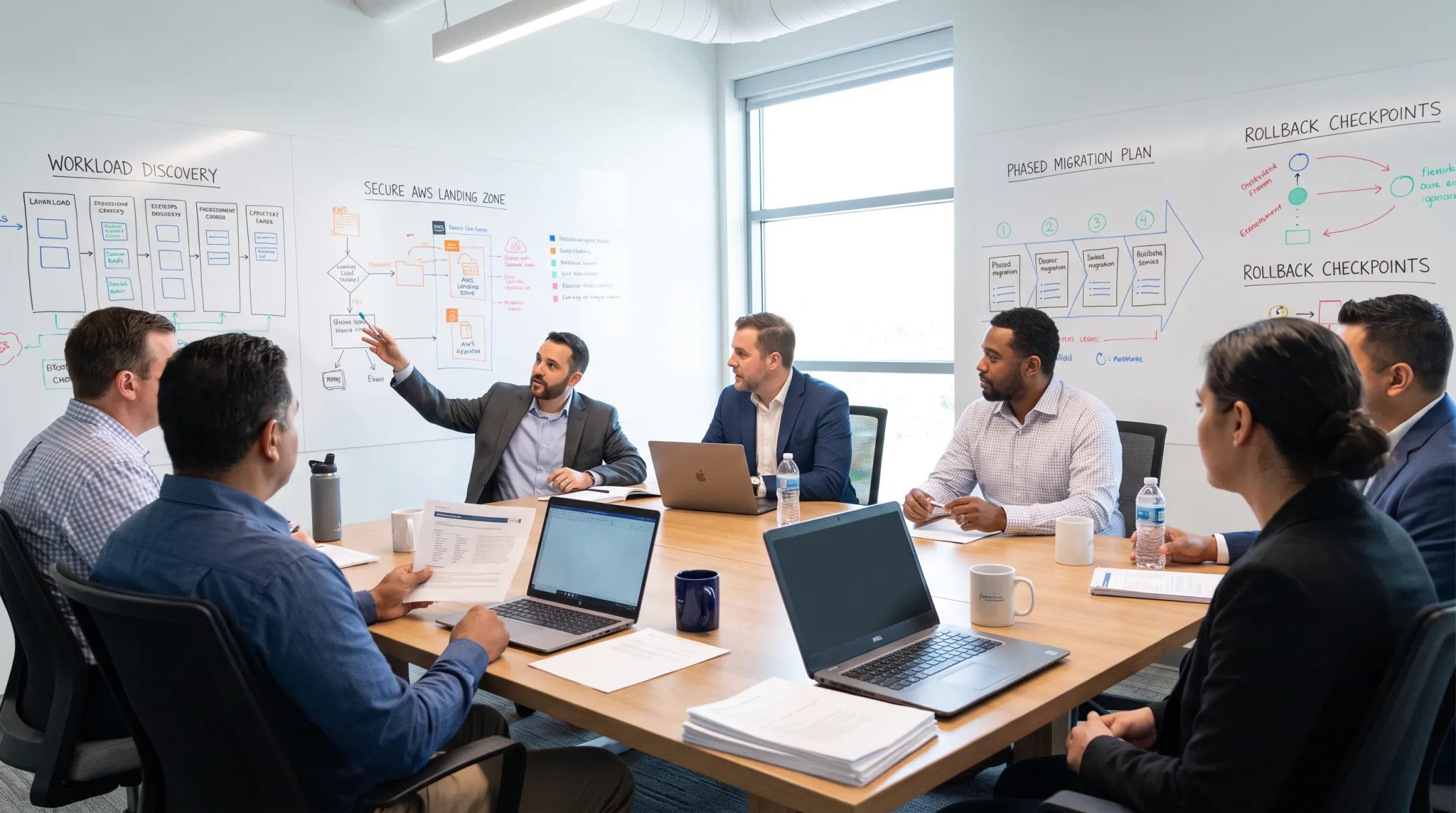 Cloudtech consultants planning phased AWS migration with small business team