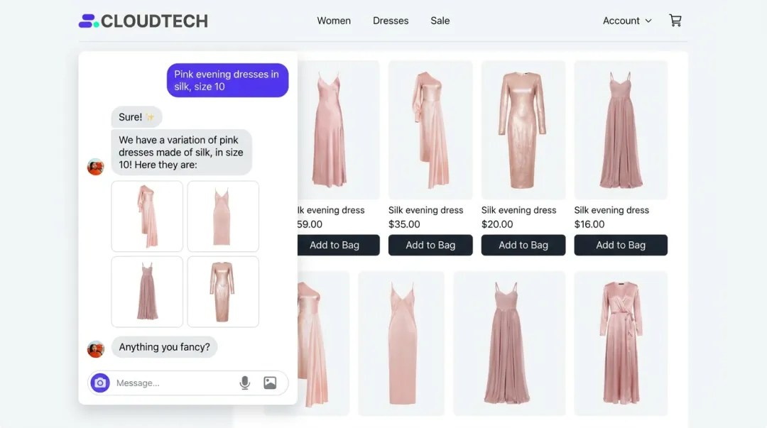 AI chatbot personalized product recommendation interface on ecommerce storefront