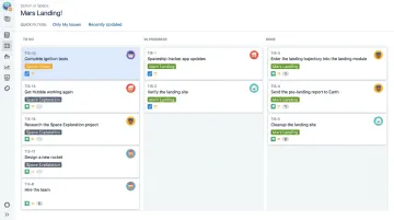 Project management dashboard in Jira showing sprint tasks milestones and team assignments