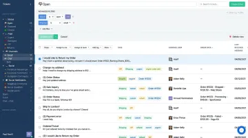 Gorgias eCommerce helpdesk dashboard showing Shopify ticket automation and multichannel inbox