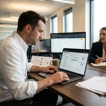 Engineer configuring an AI chatbot support workflow