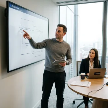 Consultant planning an AI chatbot workflow
