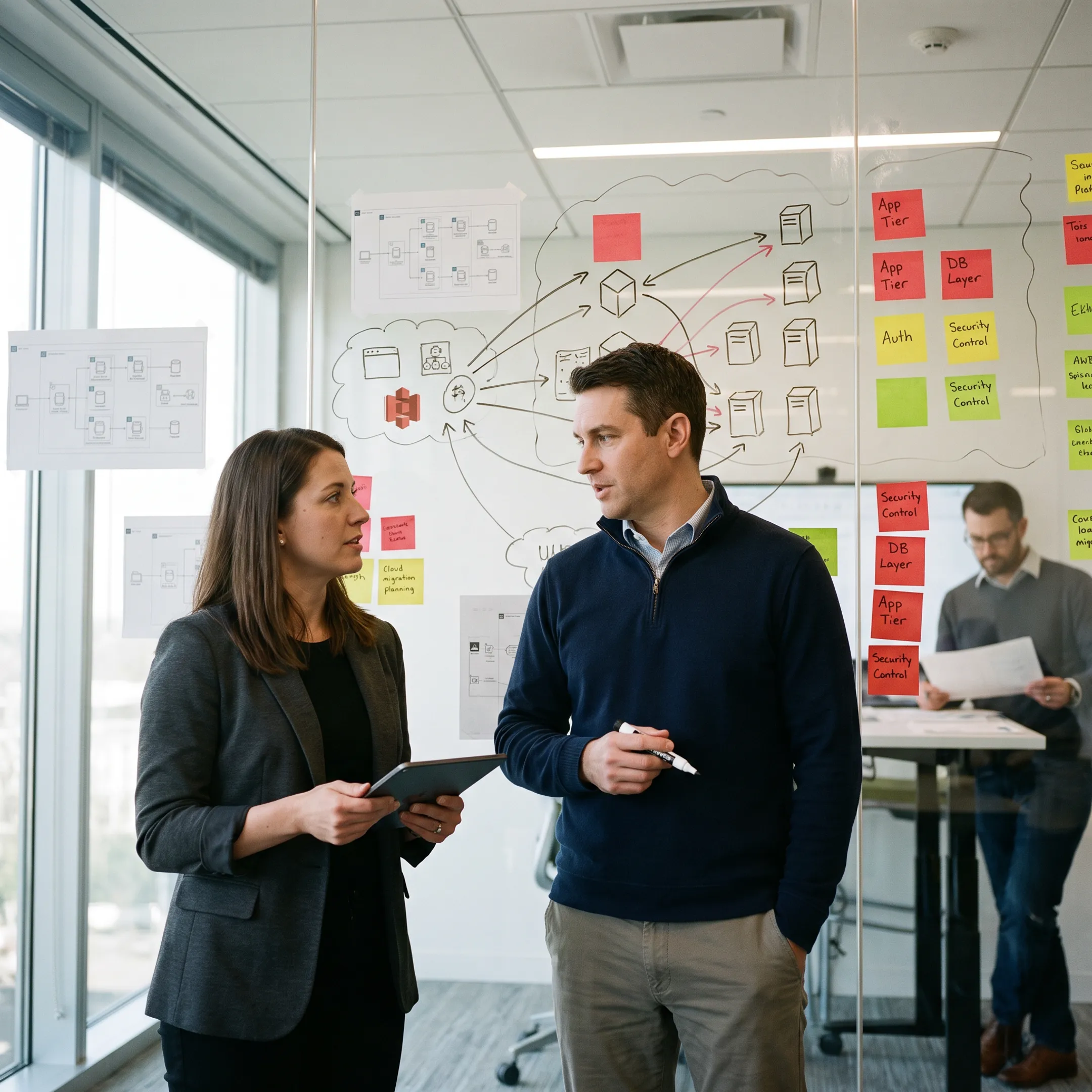 AWS consultants mapping workloads and dependencies for a cloud migration assessment