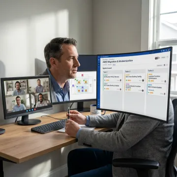 AWS consultant collaborating with client engineering team