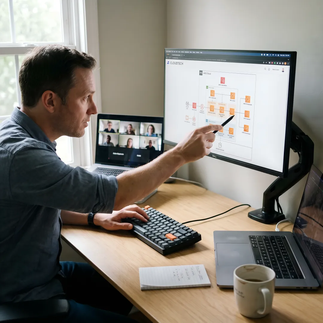 AWS consultant collaborating with client engineering team