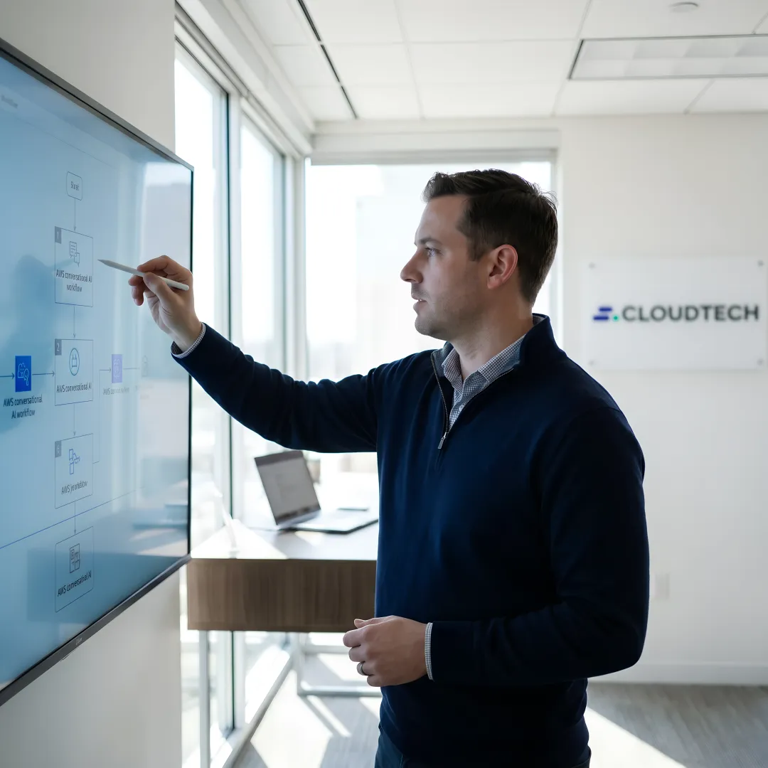 Consultant planning an AI chatbot workflow