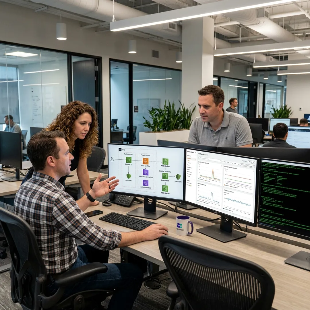 AWS application modernization team reviewing cloud architecture