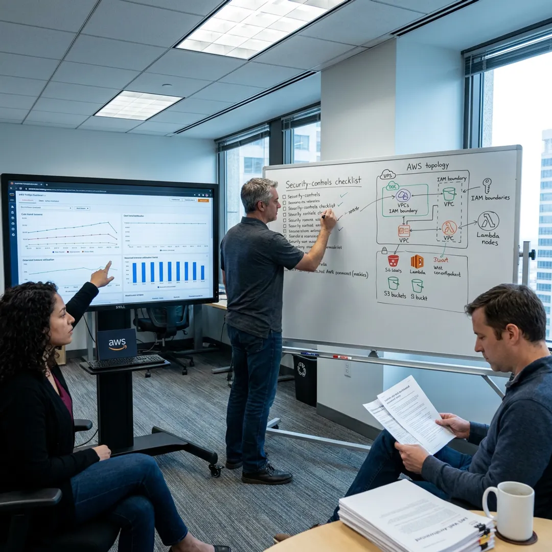 AWS architecture review with cloud dashboards