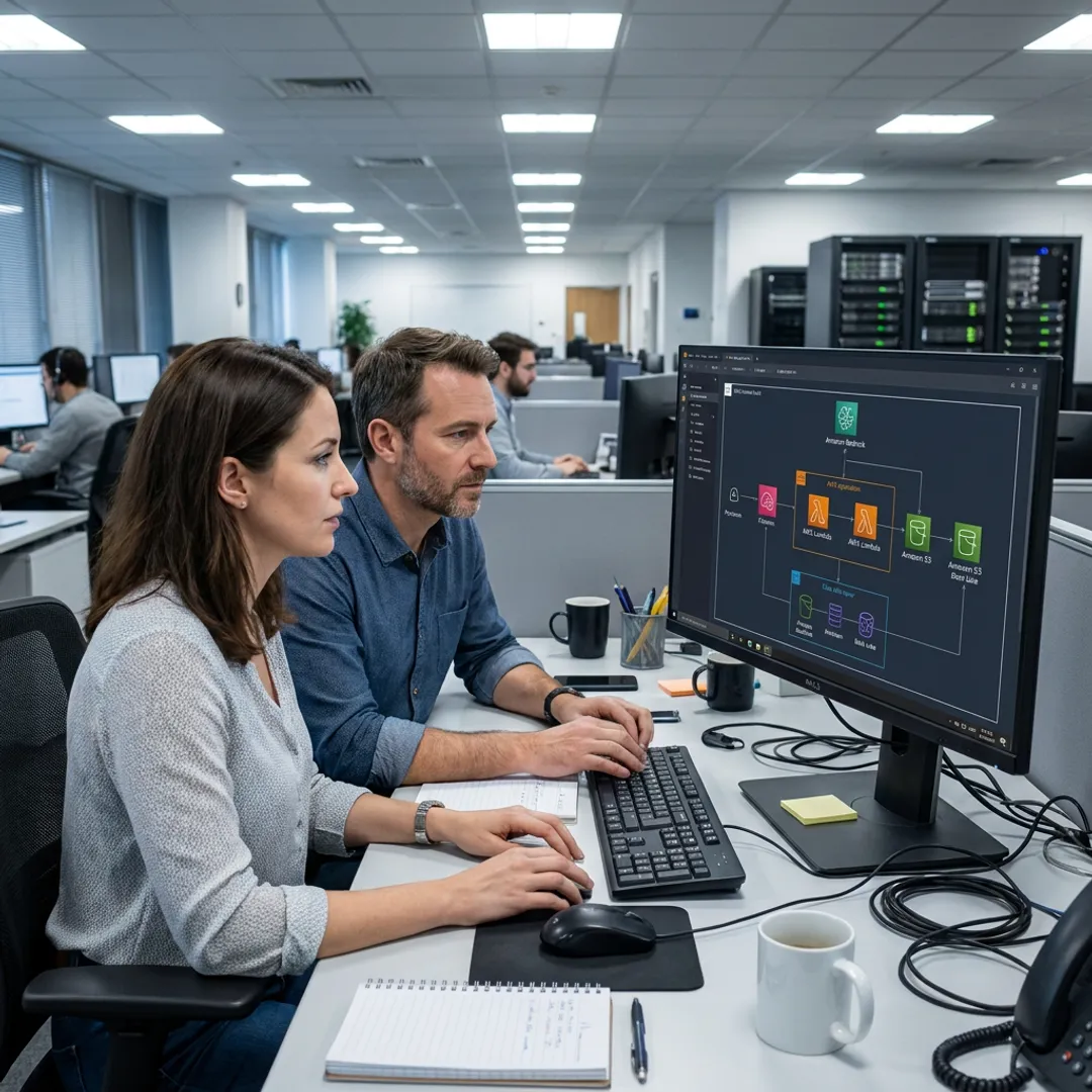 Generative AI development team working on AWS cloud architecture