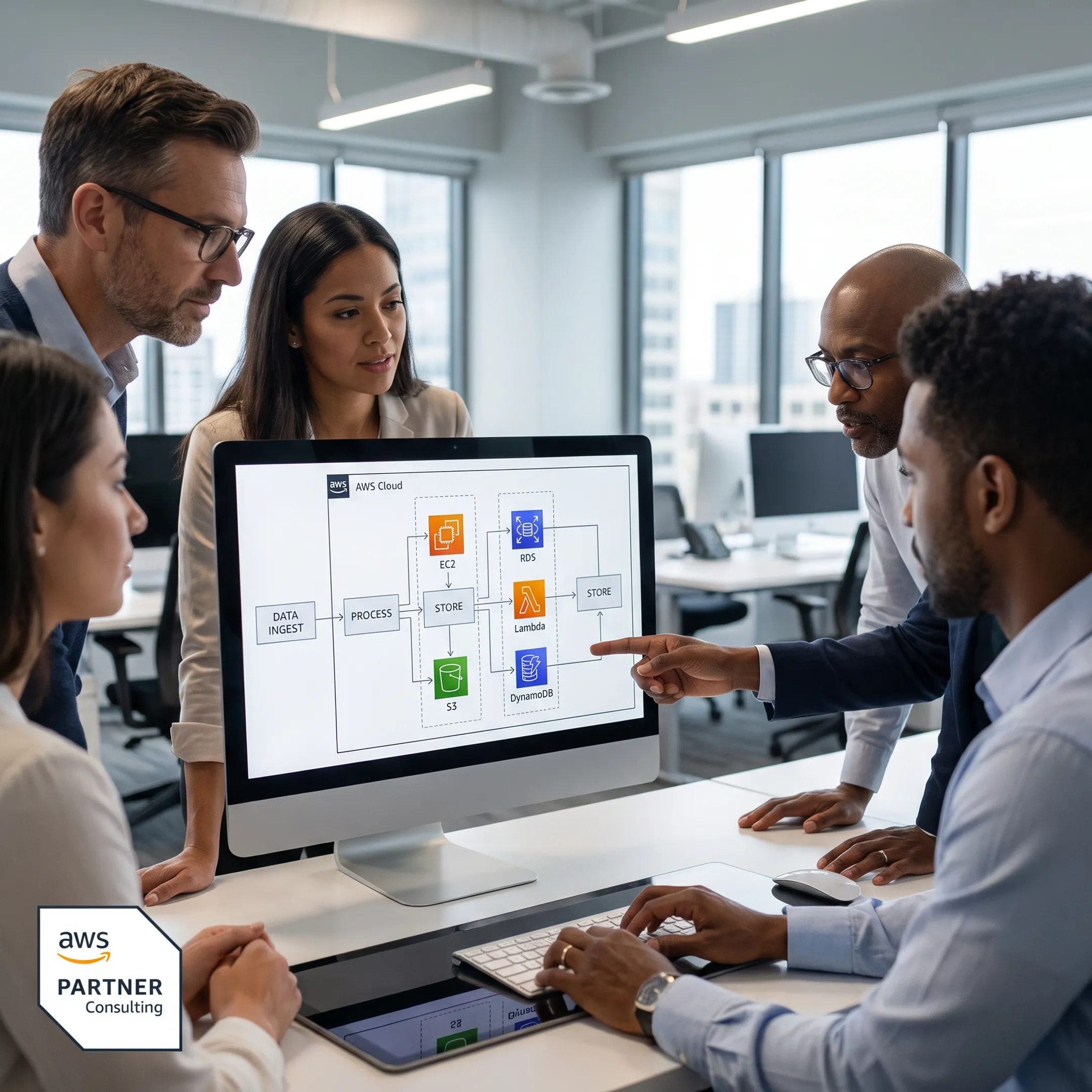 AWS development team planning a modern cloud application architecture