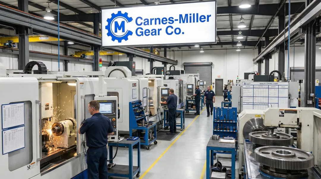 Carnes-Miller Gear precision manufacturing facility with gear grinding and hobbing equipment