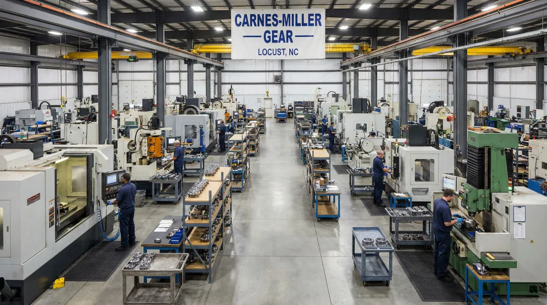 Carnes-Miller Gear precision manufacturing facility showing hobbing grinding and gear production equipment
