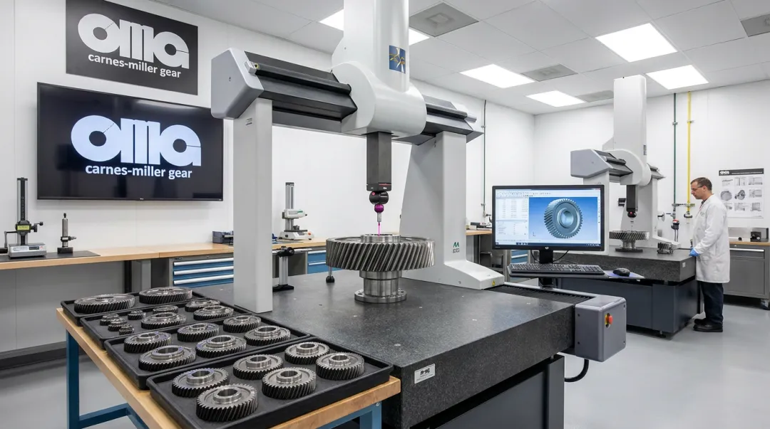 Precision gear CMM coordinate measuring machine dimensional inspection in manufacturing facility
