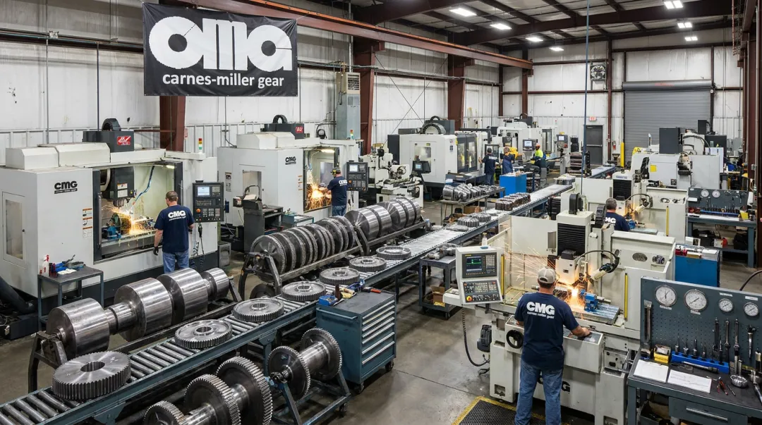 Carnes-Miller Gear precision gear manufacturing facility showing hobbing and grinding equipment