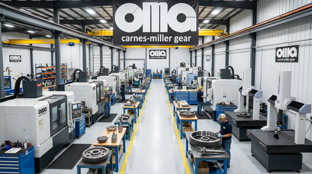 Carnes-Miller Gear facility production floor showing full-service aerospace gear manufacturing operations