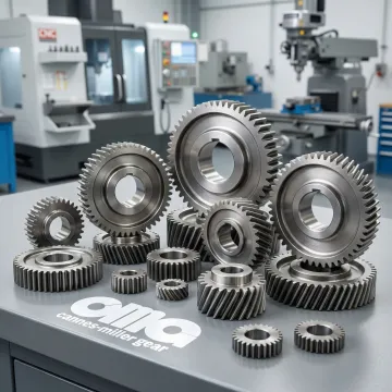 Precision manufactured gears and gear components in industrial facility