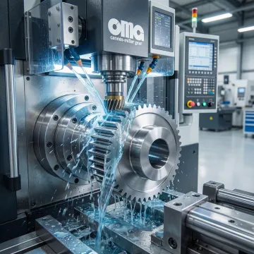 Advanced CNC gear hobbing machine producing precision gears