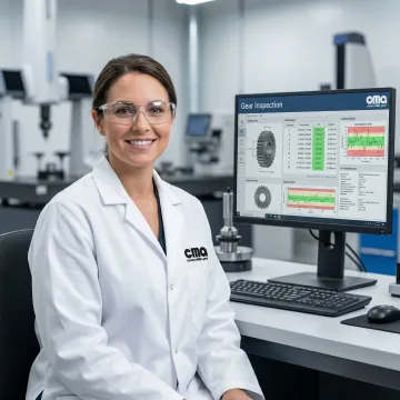 Engineer reviewing detailed gear inspection report with measurement data