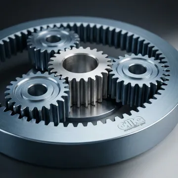 Precision planetary gear set with sun gear, planet gears, and ring gear