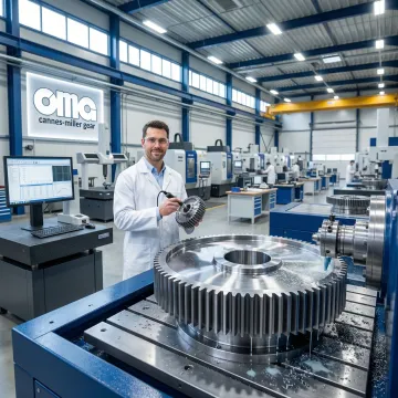 Precision gear manufacturing process showing machining and inspection