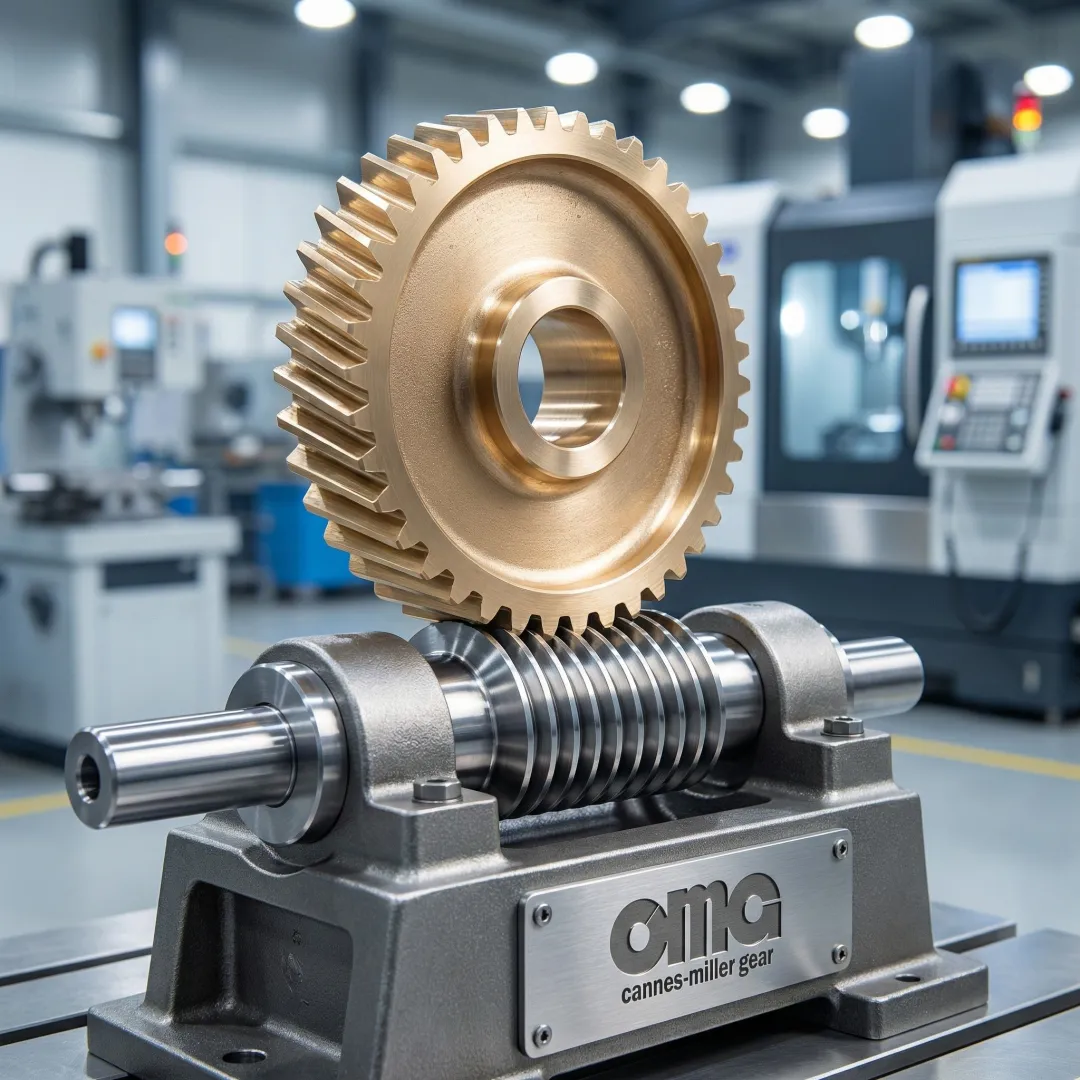 Industrial worm gear assembly showing precision-machined components