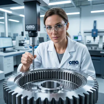 Engineer inspecting precision internal gear component