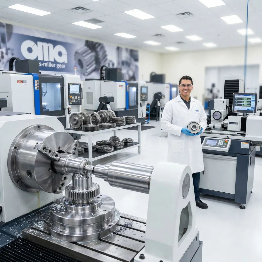Precision gear cutting equipment in manufacturing facility