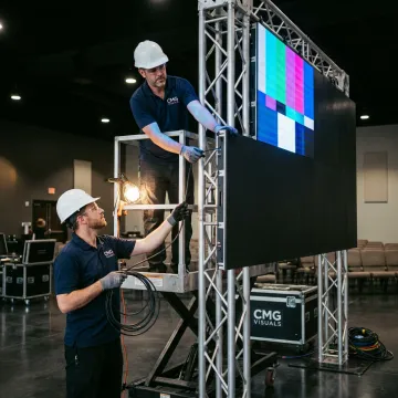Large LED video wall in a commercial event space