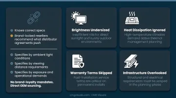 Independent LED integrator versus brand-locked reseller vendor selection comparison infographic