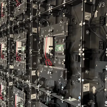 Technician calibrating an LED video wall