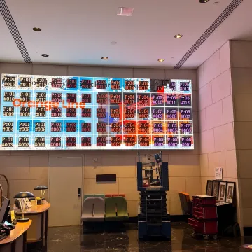 Technician calibrating an LED video wall