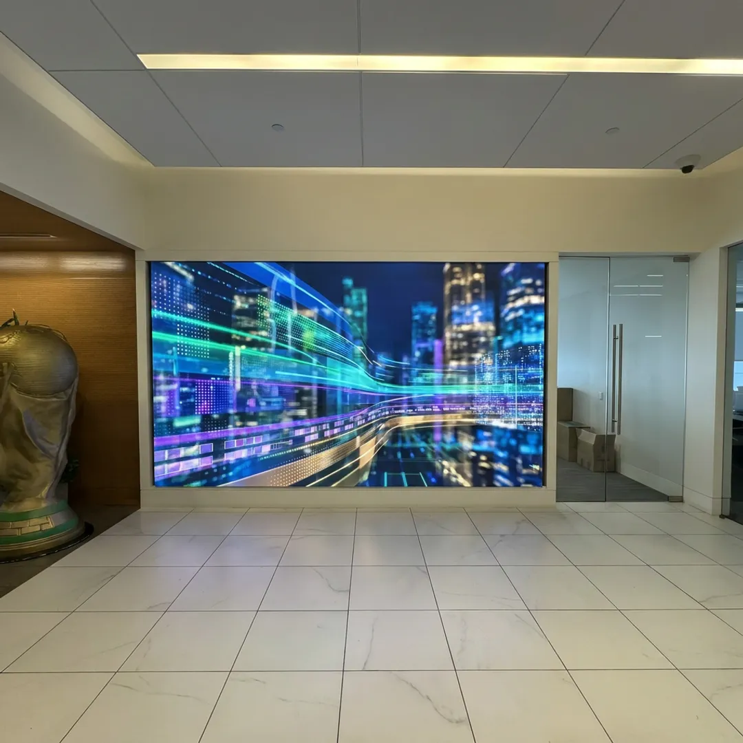 Indoor LED video wall in a commercial space