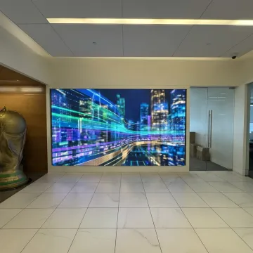 Indoor LED video wall in a commercial space