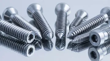 Precision medical device components including surgical screws dental implants and titanium parts