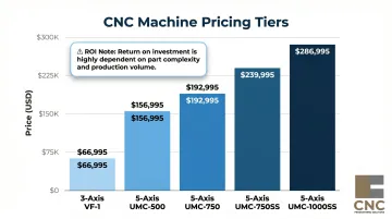 5-axis CNC machine cost comparison from entry 3-axis to full 5-axis pricing tiers