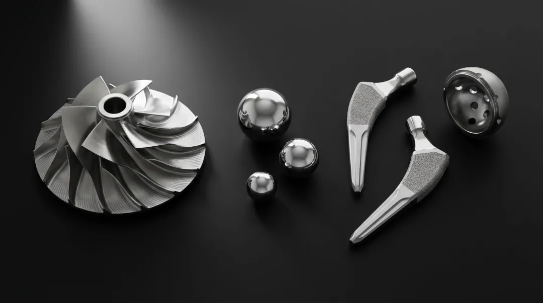 Aerospace turbine blade and medical implant parts produced by 5-axis CNC machining