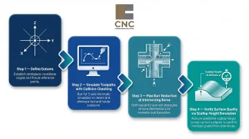 4-step CAM workflow for 5-axis medical component CNC programming process