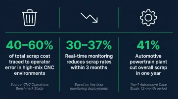 CNC turning scrap and rework cost reduction statistics across automotive medical and industrial sectors