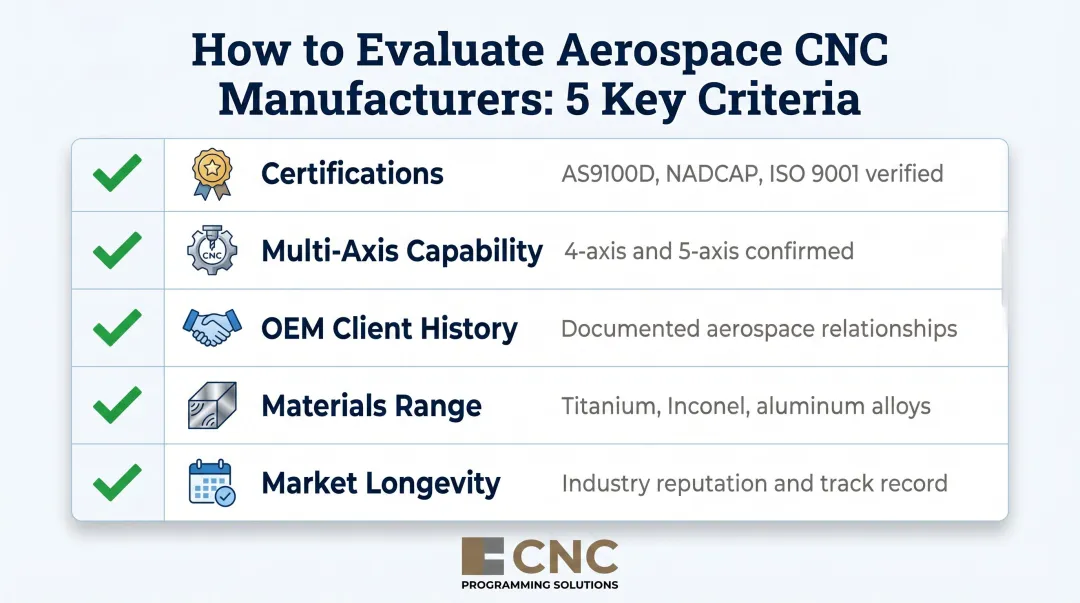 Five-criteria aerospace CNC manufacturer evaluation checklist for procurement teams