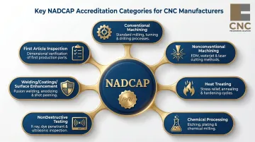 Seven NADCAP accreditation categories for aerospace CNC manufacturers process compliance overview