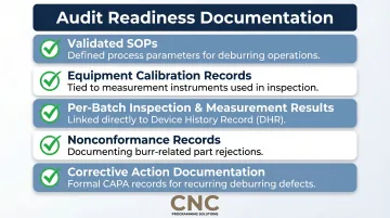 Medical device deburring audit documentation checklist five required record types