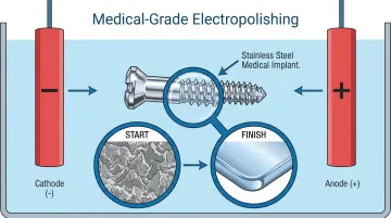 Electropolishing process on stainless steel medical implant surface finish result