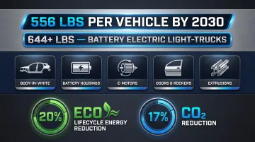 Aluminum content growth per vehicle to 2030 with lifecycle emissions reduction statistics