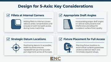 5-axis part design best practices checklist with four key engineering guidelines