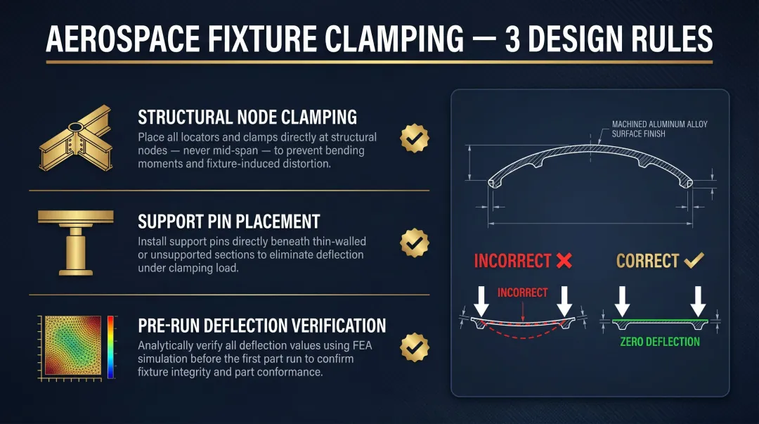Aerospace fixture clamping force placement rules for thin-wall component design