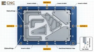 Aerospace picture framing CNC workholding technique billet frame nesting process diagram